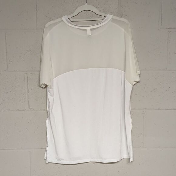 Athleta White Short Sleeve Tee Classic Crew Neck Size Large - Picture 3 of 4